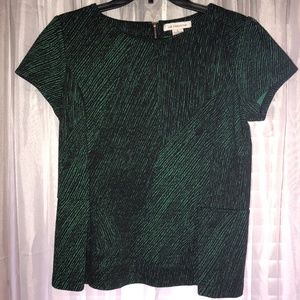 Green/Black Pattern Peplum Top • M • Liz Claiborne